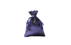 A soft blue satin pouch for pet ashes